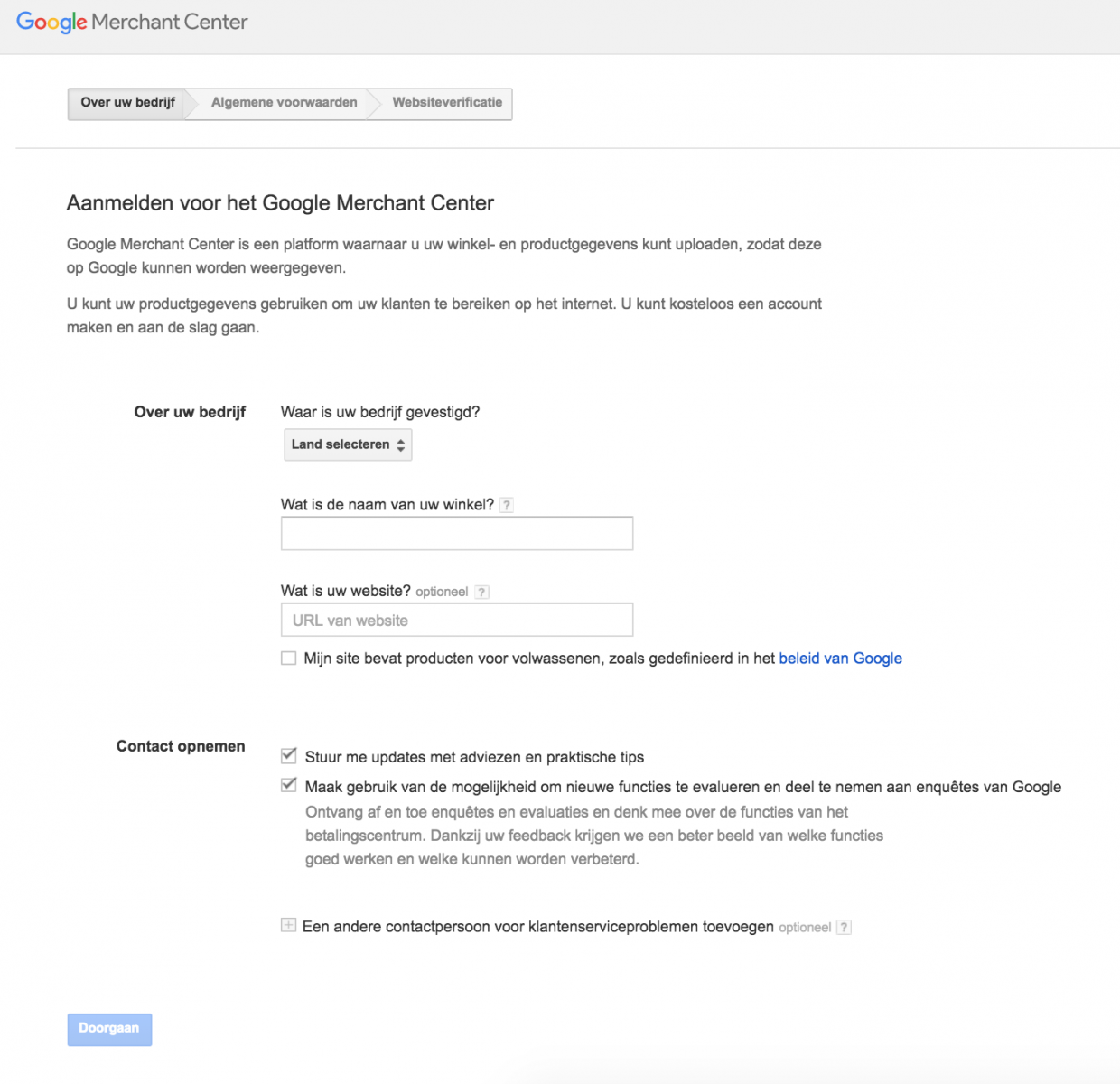 Aanmelden voor Google Merchant Center